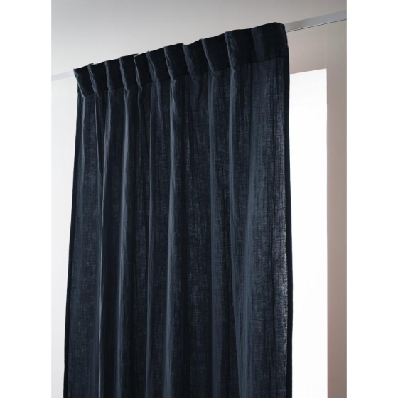 Rideau Galon Fronceur 140 x 240 cm - Double Gaze de Coton - Uni Gaïa Bleu Marine