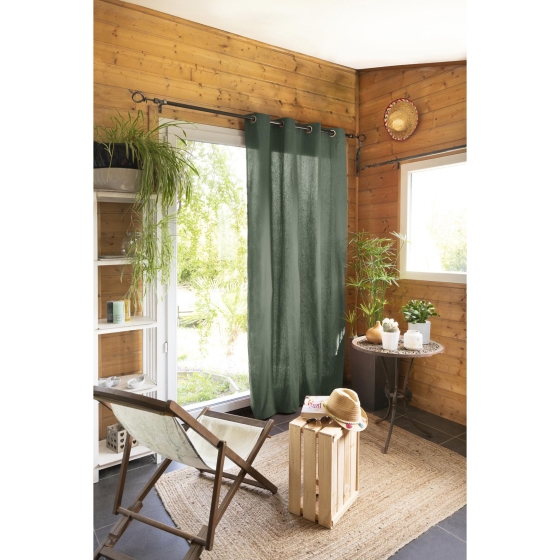 Rideau 100% coton prélavé 140 x 260 cm Kala Vert romarin
