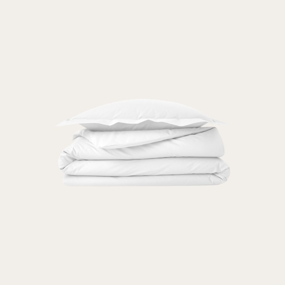 Parure de couette 260 x 240 cm + 2 taie 50 x70 cm  en percale de coton Blanc