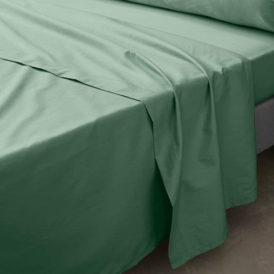 Drap plat 2 pers. 240 x 300 cm percale de coton 78 fils Tilleul