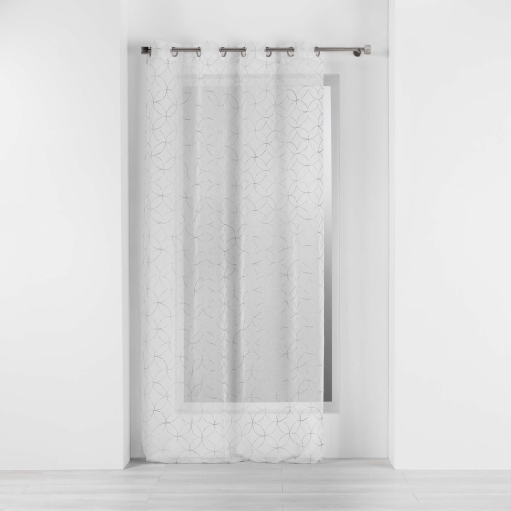 Voilage a oeillets 140 x 240 cm voile sablé brodé Olympia Gris