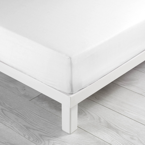 Drap housse 2 personnes 140 x 190 x 30 cm coton bio Biolina Blanc