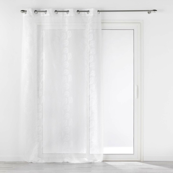 Panneau a oeillets 140 x 240 cm voile sable brode edenia Blanc