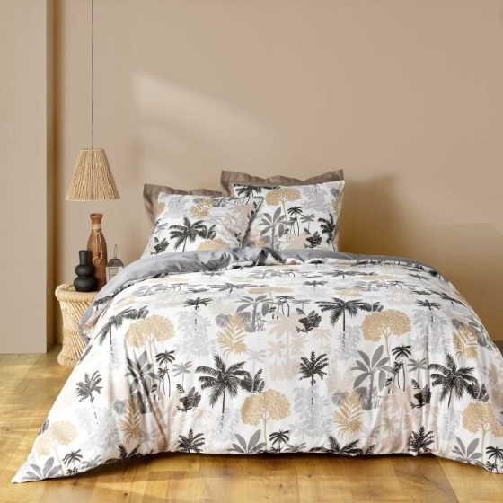 Parure 3 p. 240 x 220 cm polycoton  52 fils Scarlett Gris