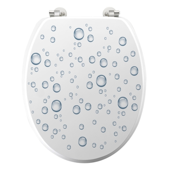 Abattant wc charnieres metal 37.5 x 46 cm mdf imprime Bubble