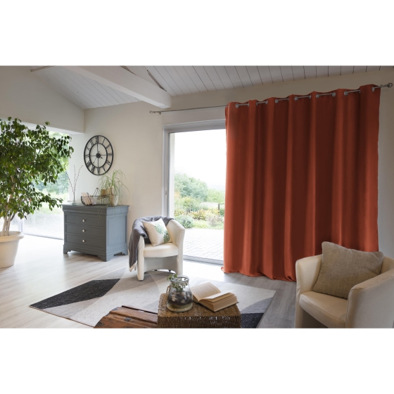 Rideau luxe baie vitrée occultant + isolant polaire L280 x H260 cm Inuit Orange