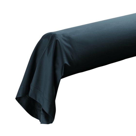 Taie de traversin 85 x 185 cm percale uni 78 fils percaline  +p bourdon Bleu Nuit
