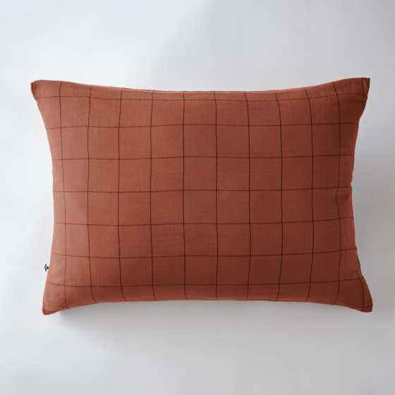 Taie d'oreiller gaze de coton tissée  50 x 70 cm Gaia Match Terracotta