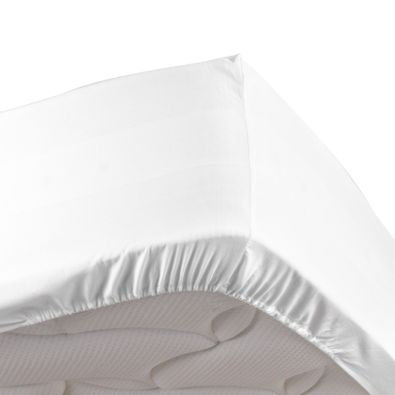 Drap housse blanc 140 x 190 cm en percale bonnet 30 cm