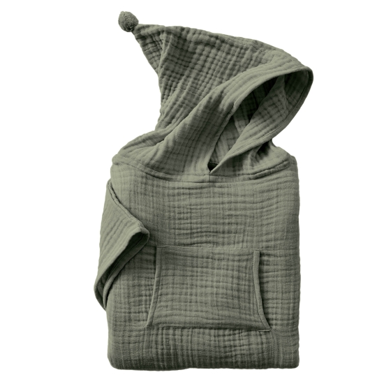 poncho enfant mixte 6/10 ans gaze de coton unie gaïa romarin