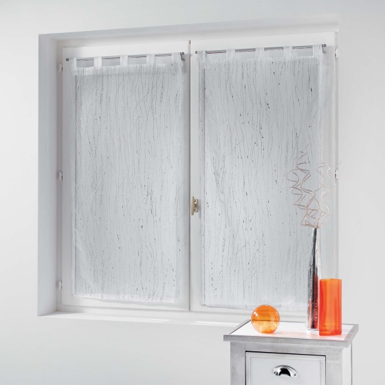 Paire droite passants 2 x 60 x 160 cm voile sable applique filiane Blanc