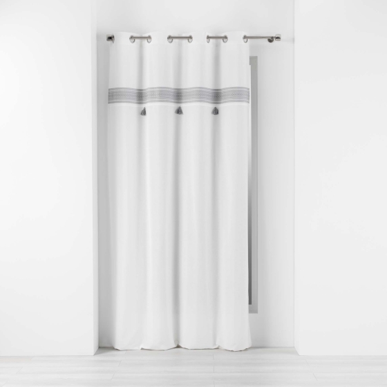 Rideau tamisant 140 x 240 cm 100% coton brodé  Amaya Gris