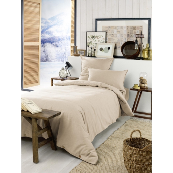 Housse de couette chaude en flanelle 140 x 200 cm Candice Beige