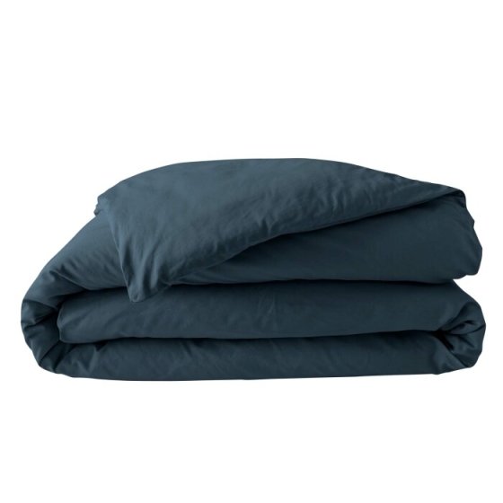 Housse de couette 2 personnes 260 x 240 cm percale de coton 78 fils Bleu nuit