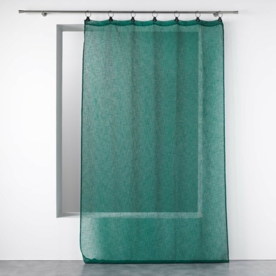 Voilage a anneaux 140 x 280 cm voile tisse linka Emeraude