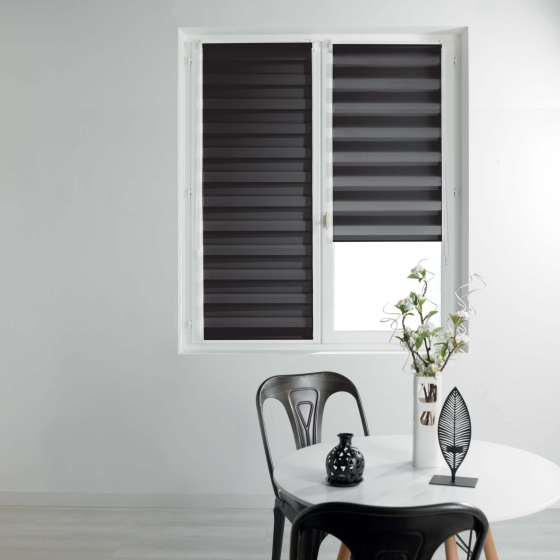Store enrouleur jour et nuit 60 x 180 cm polyester daynight Noir