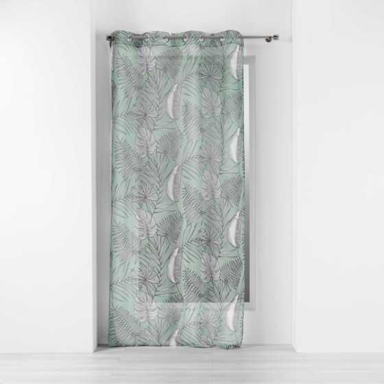 Voilage a oeillets 140 x 240 cm voile sablé imprimé Majolica Menthe