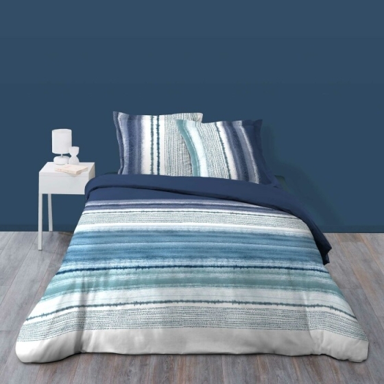 Housse de couette 240 x 220 cm coton 57 fils + 2 taies Mikonos