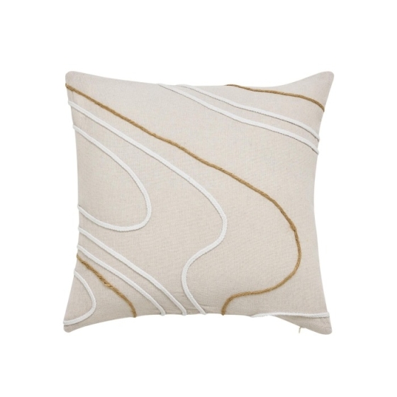Coussin dehoussable compresse 45 x 45 cm polycoton uni+jute+corde lacia Sans
