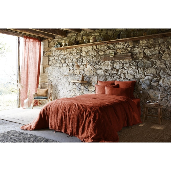 Housse de couette 240 x 220 cm Lin lavé français Soline Paprika