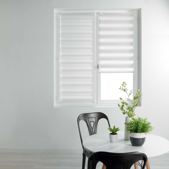 Store enrouleur jour et nuit 60 x 180 cm polyester daynight Blanc