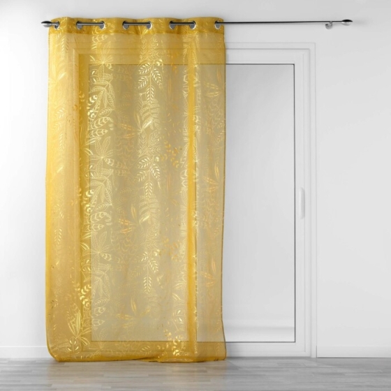 Panneau a oeillets 140 x 280 cm voile sable imprime metallise belflor Jaune/or