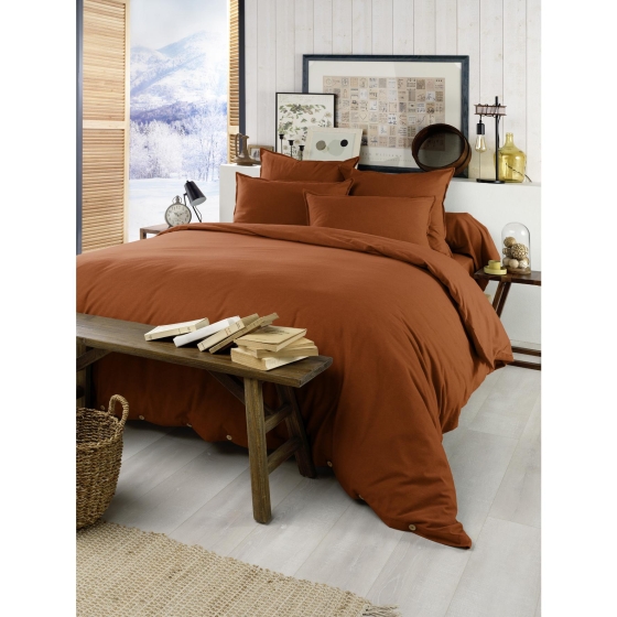 Housse de couette chaude en flanelle 240 x 220 cm Candice Orange