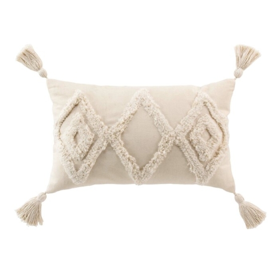 Coussin dehous. compr. pompons 30 x 50 cm coton/polyester tufte athena Naturel