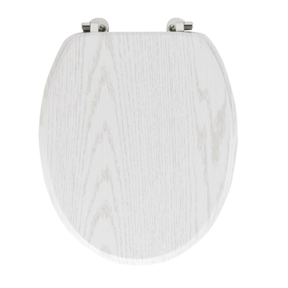 Abattant wc charnieres metal 37.5 x 46 cm mdf effet bois strata Blanc