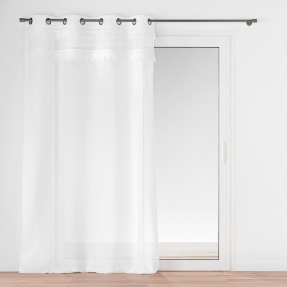 Voilage a oeillets 140 x 240 cm voile sablé + franges Frangina