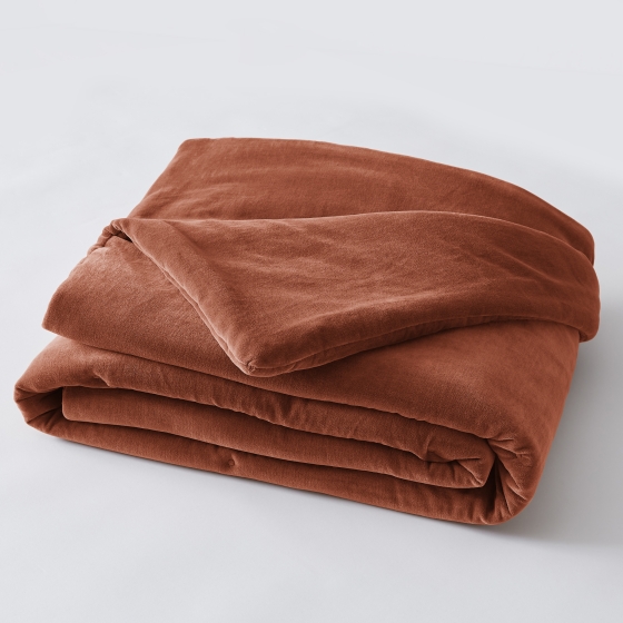 Bout de lit 90 x 200 cm velours de coton césar terracotta Orange