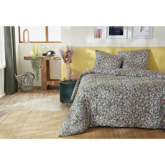 Couette imprimée 260 x 240 cm + 2 taies d'oreiller 60 x 60 cm - Coton imprimé Myosotis