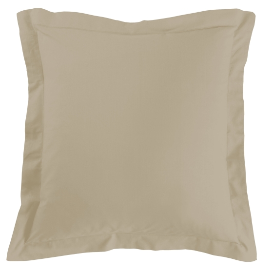 Taie d'oreiller volant plat 63 x 63 cm uni 57 fils lina +point bourdon Beige