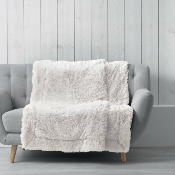 Plaid 180 x 220 cm imitation fourrure marilou Naturel
