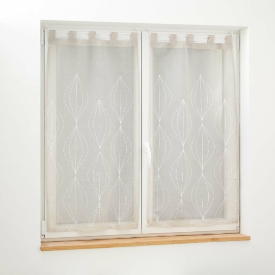 Paire droite passants 2 x 60 x 120 cm voile sable brode galactee Taupe