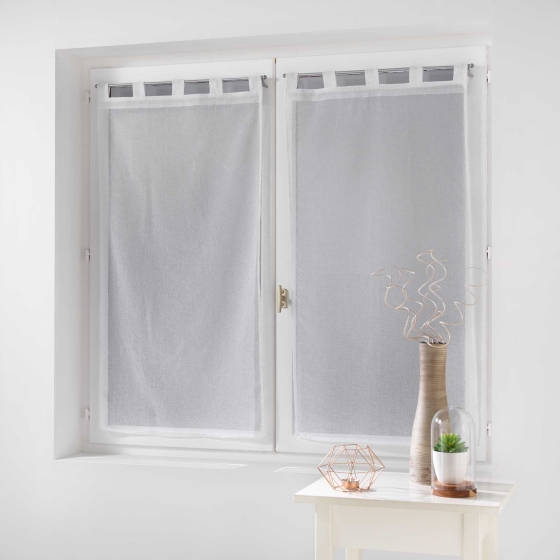 Paire droite passants 2 x 60 x 160 cm voile sable applique dalya Blanc