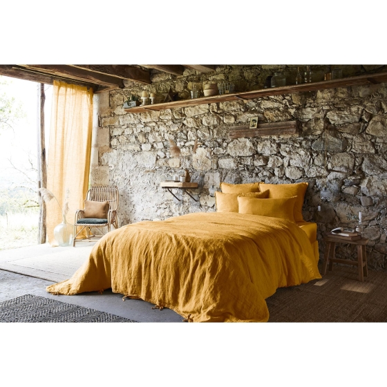 Housse de couette 240 x 220 cm Lin lavé français Soline Jaune