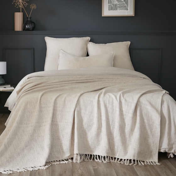 Plaid 180 x 220 cm en coton texturé Sixtine – Pampa