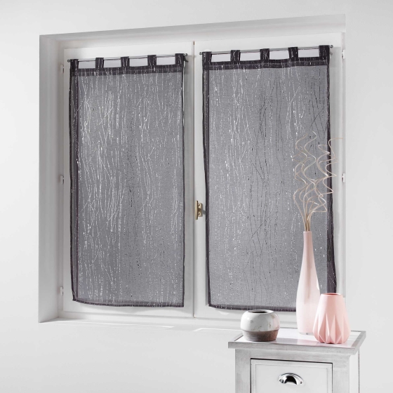 Paire droite passants 2 x 45 x 120 cm voile sable applique filiane Anthracite