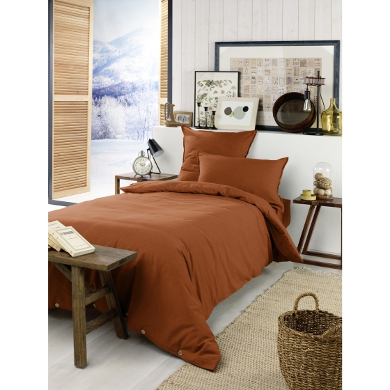 Housse de couette chaude en flanelle 140 x 200 cm Candice Orange