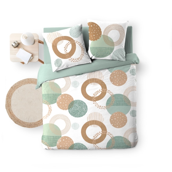 Housse de couette 260 x 240 cm coton 42 fils + 2 taies Bellaluna Blanc