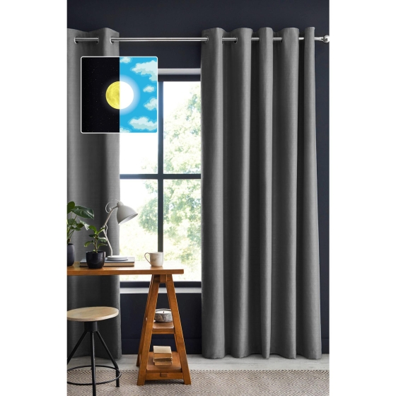 rideau occultant 140 x 280 cm grande hauteur Obscure Anthracite