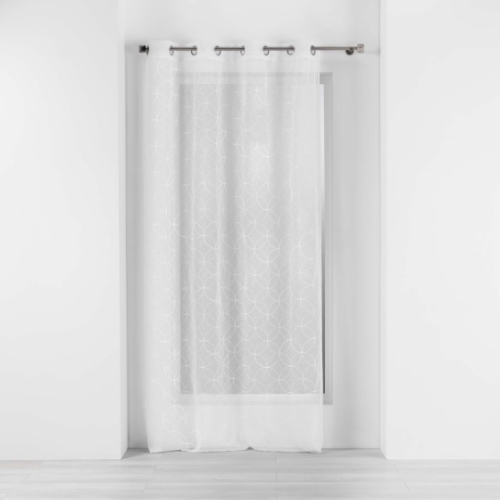 Voilage a oeillets 140 x 240 cm voile sablé brodé Olyympia Blanc