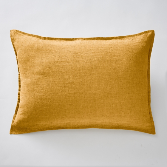 Taie d'oreiller 50 x 70 cm lin lavé soline miel Jaune