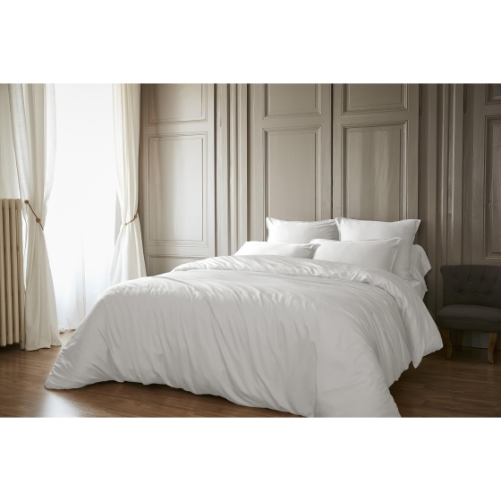 Housse de couette 240 x 220 cm bambou de satin 120 fils Salomé Blanc