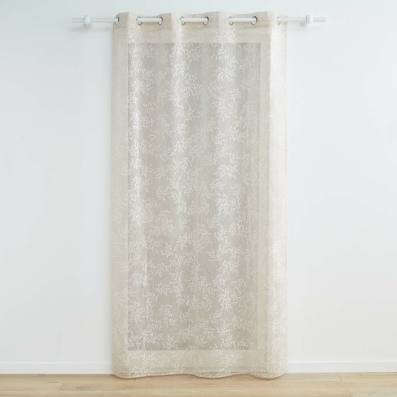 Panneau a oeillets 140 x 280 cm voile tisse applique karla Taupe