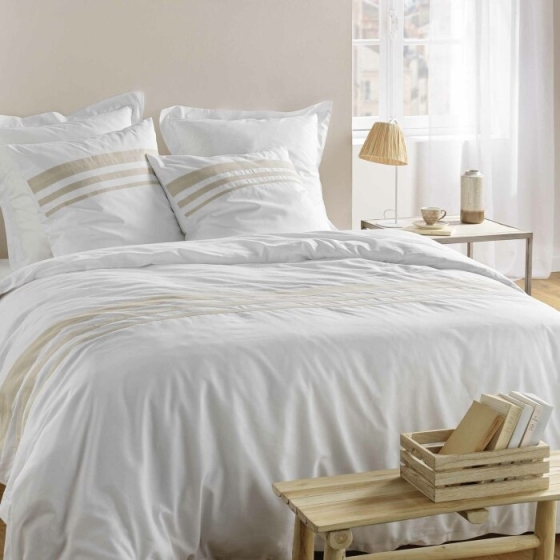 Housse de couette 260 x 240 cm coton 57 fils + 2 taies Margaux