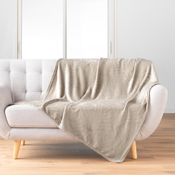 Plaid 125 x 150 cm flanelle relief unie nelia Taupe