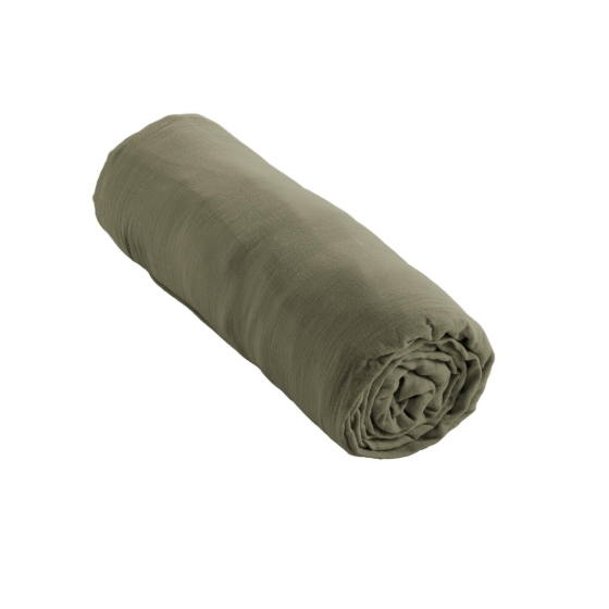 Drap Housse Double Gaze de Coton Romarin – 160 x 200 cm – Bonnet 30 cm