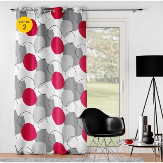 Lot de 2 Rideaux a oeillets 140 x 260 cm polyester imprimé Merlin